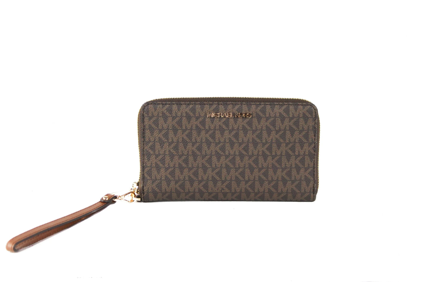 Michael Kors Jet Set Gold Zip Around Phone Holder Wristlet Wallet