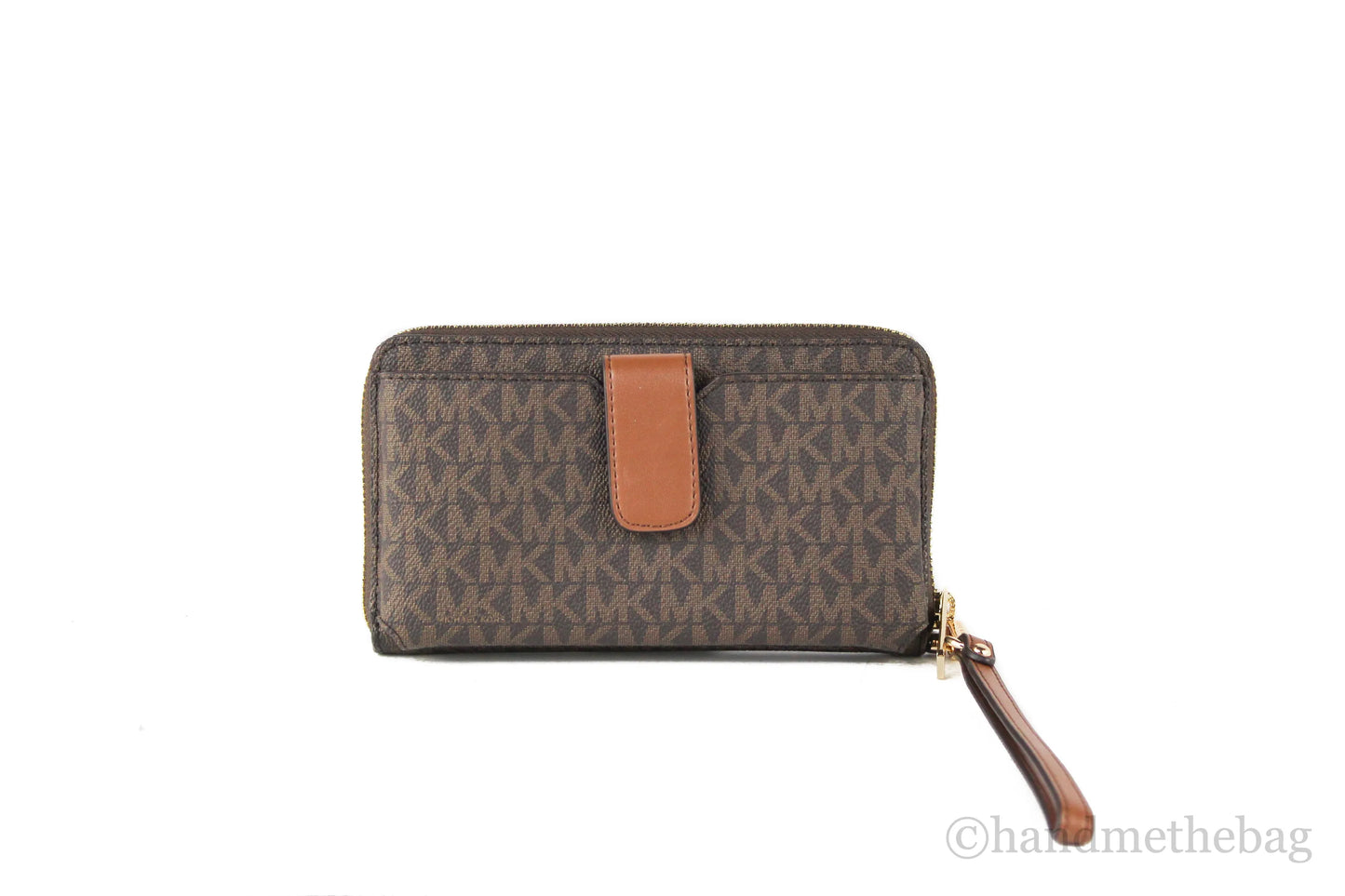 Michael Kors Jet Set Gold Zip Around Phone Holder Wristlet Wallet