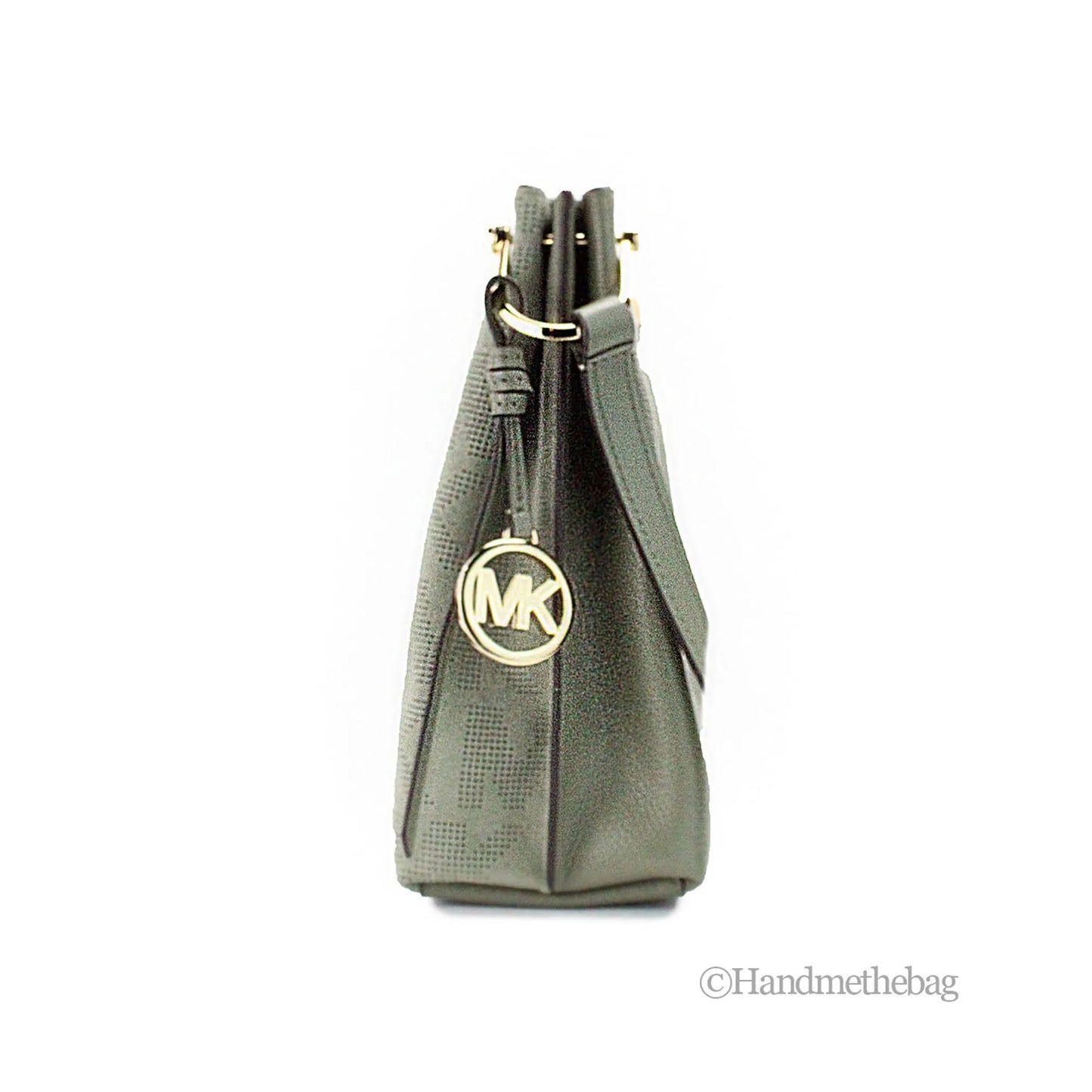 Michael Kors Joan Green Perforated Suede Slouchy Messenger