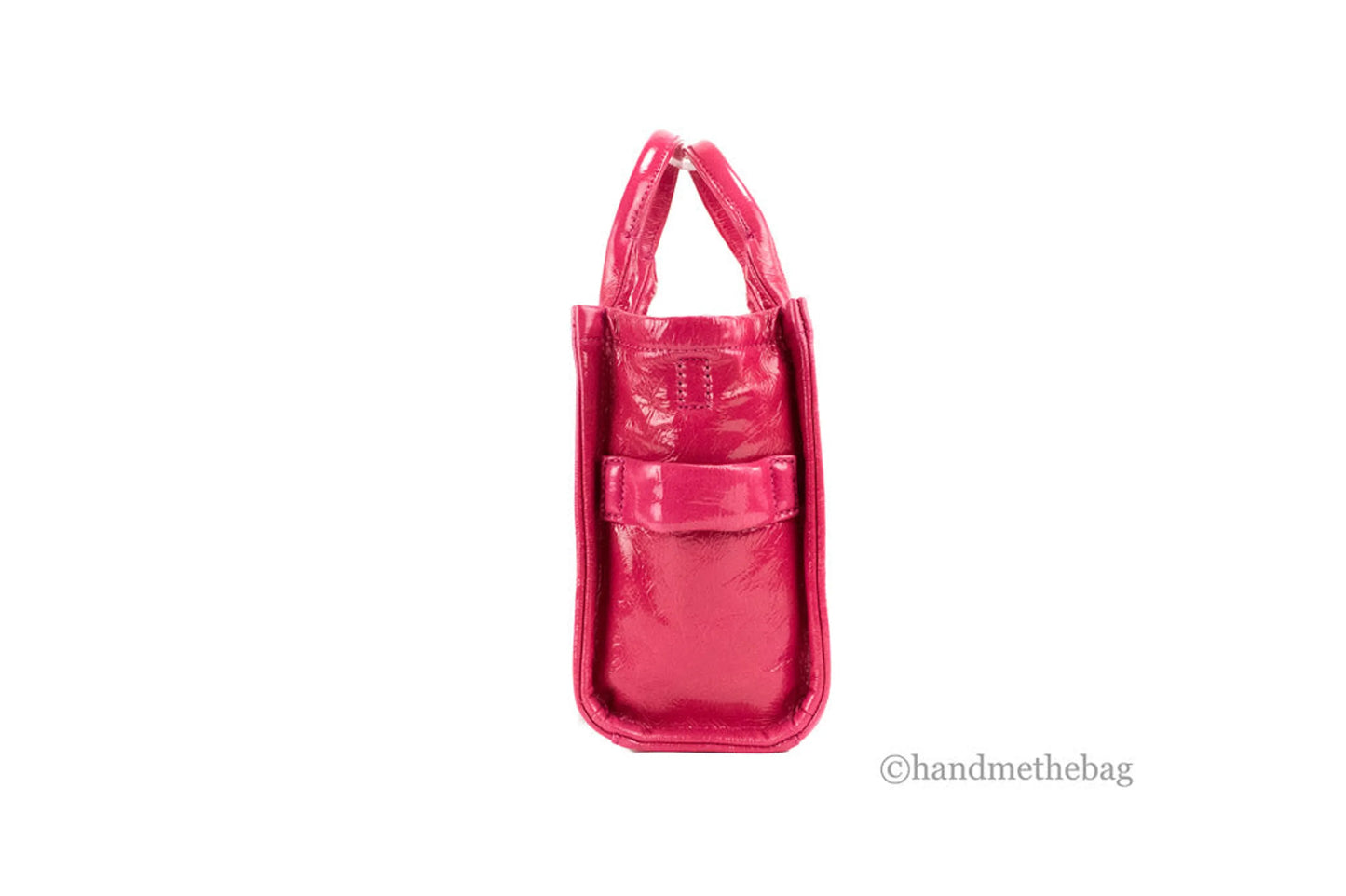 Marc Jacobs The Shiny Crinkle Mini Magenta Leather Tote