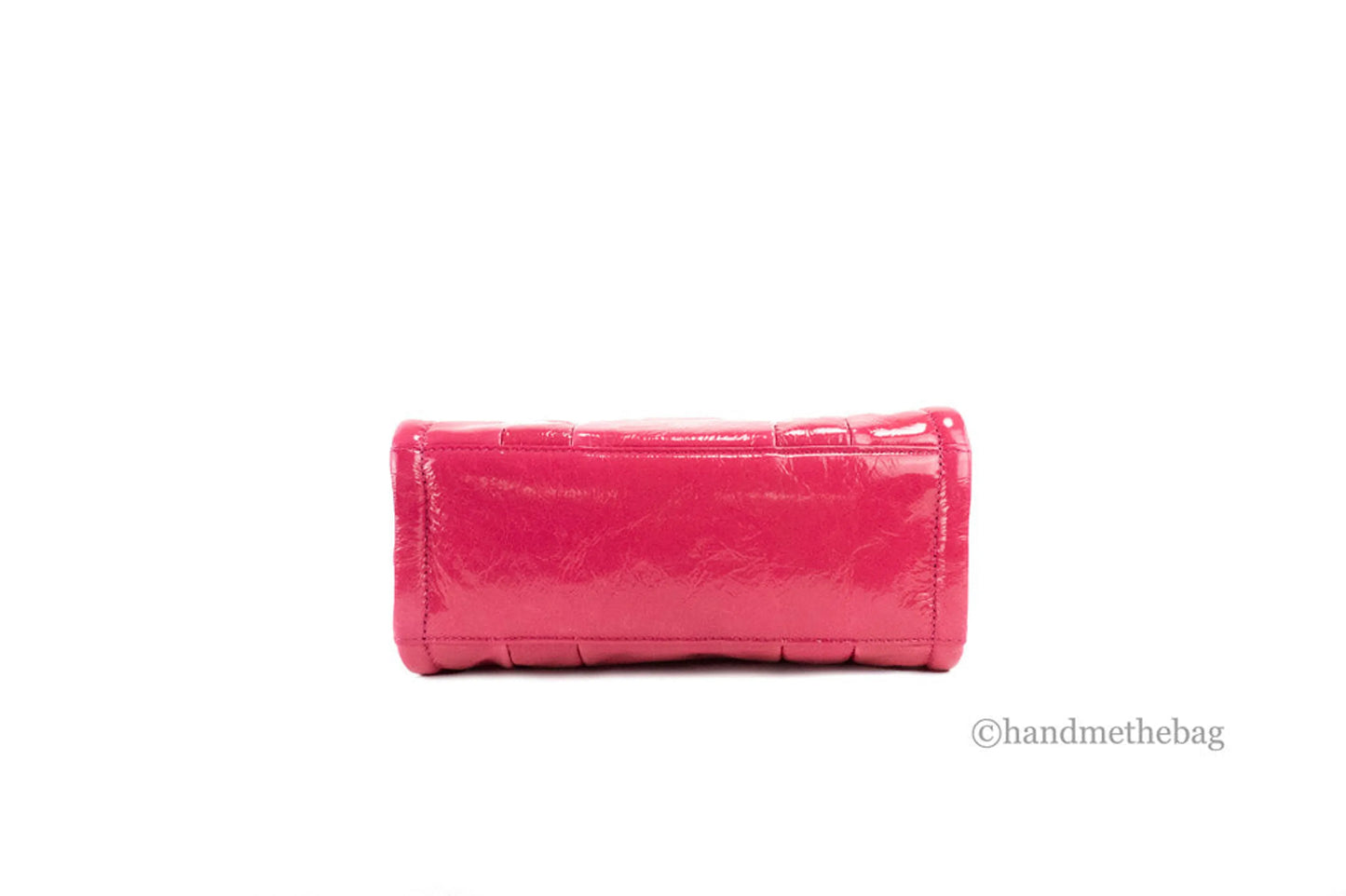 Marc Jacobs The Shiny Crinkle Mini Magenta Leather Tote