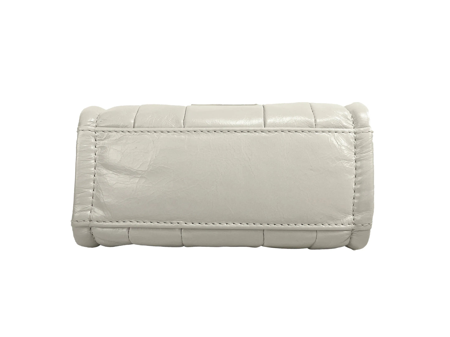 Marc Jacobs The Shiny Crinkle Micro Tote White Leather Crossbody
