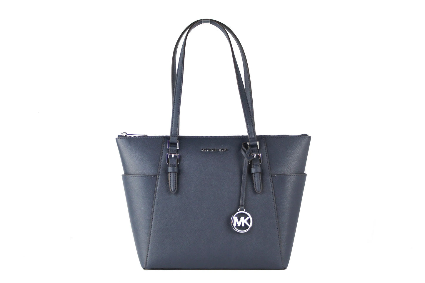 Michael Kors Charlotte Navy Leather Top Zip Tote