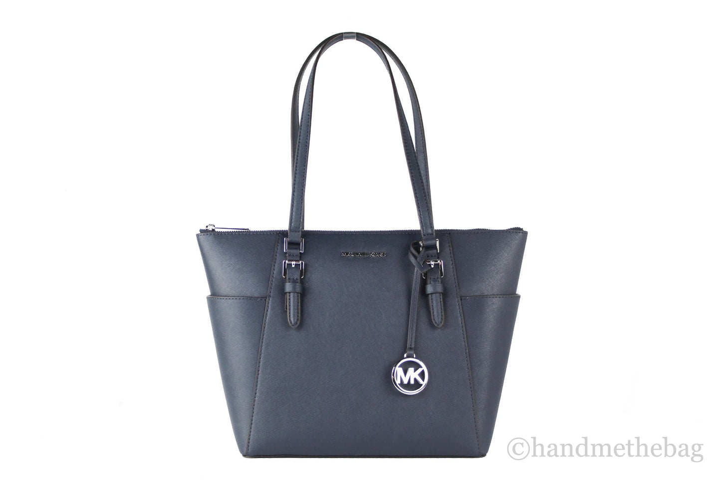 Michael Kors Charlotte Navy Leather Top Zip Tote