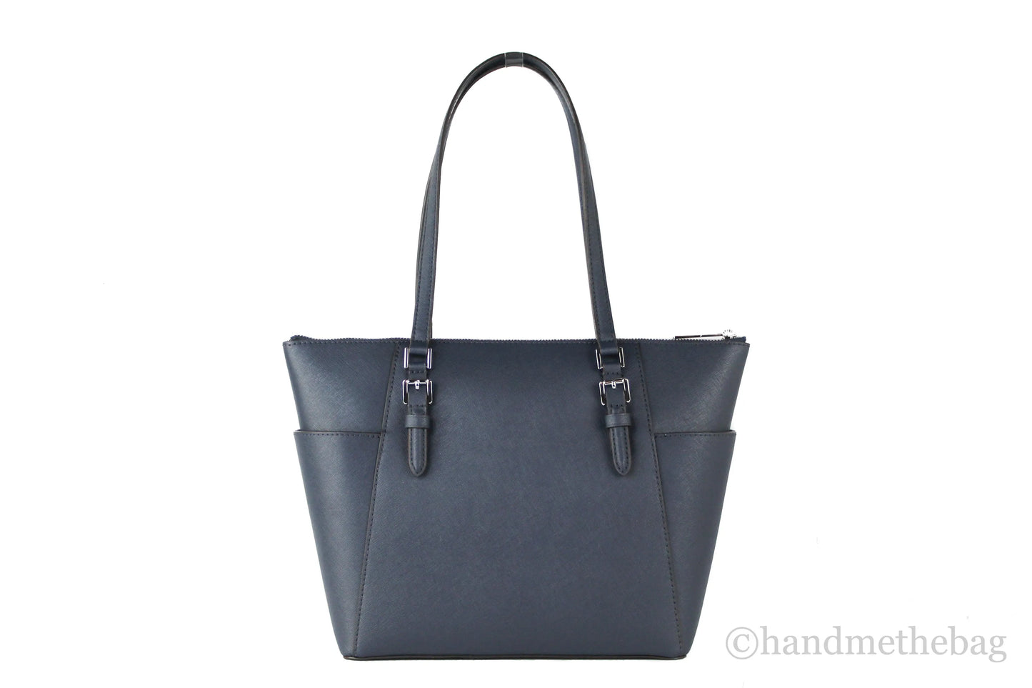 Michael Kors Charlotte Navy Leather Top Zip Tote