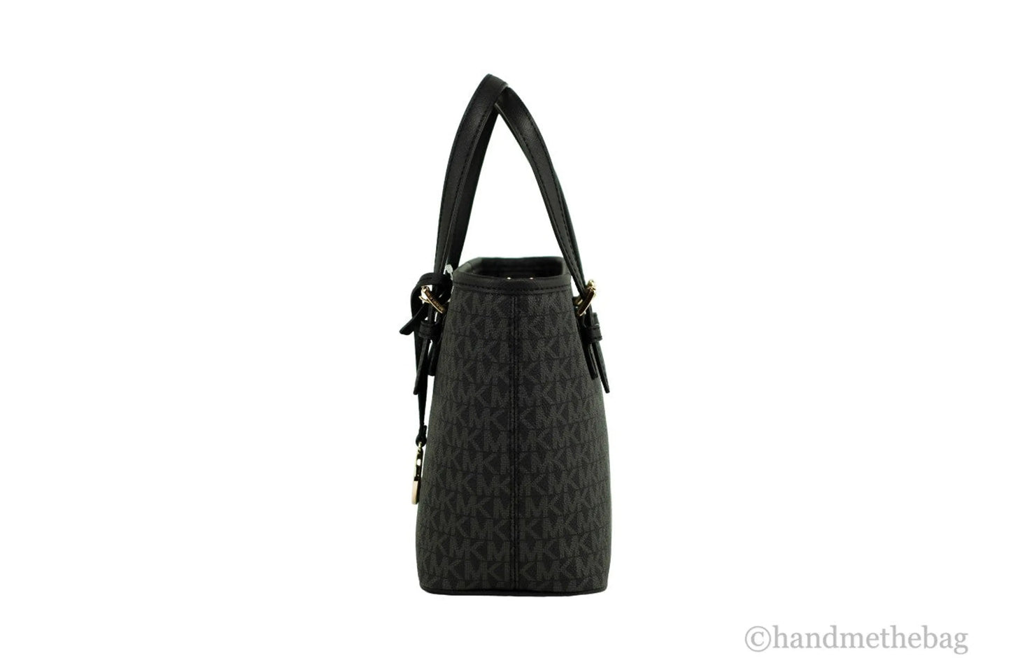Michael Kors Jet Set XS Black Signature Gold Carryall Tote