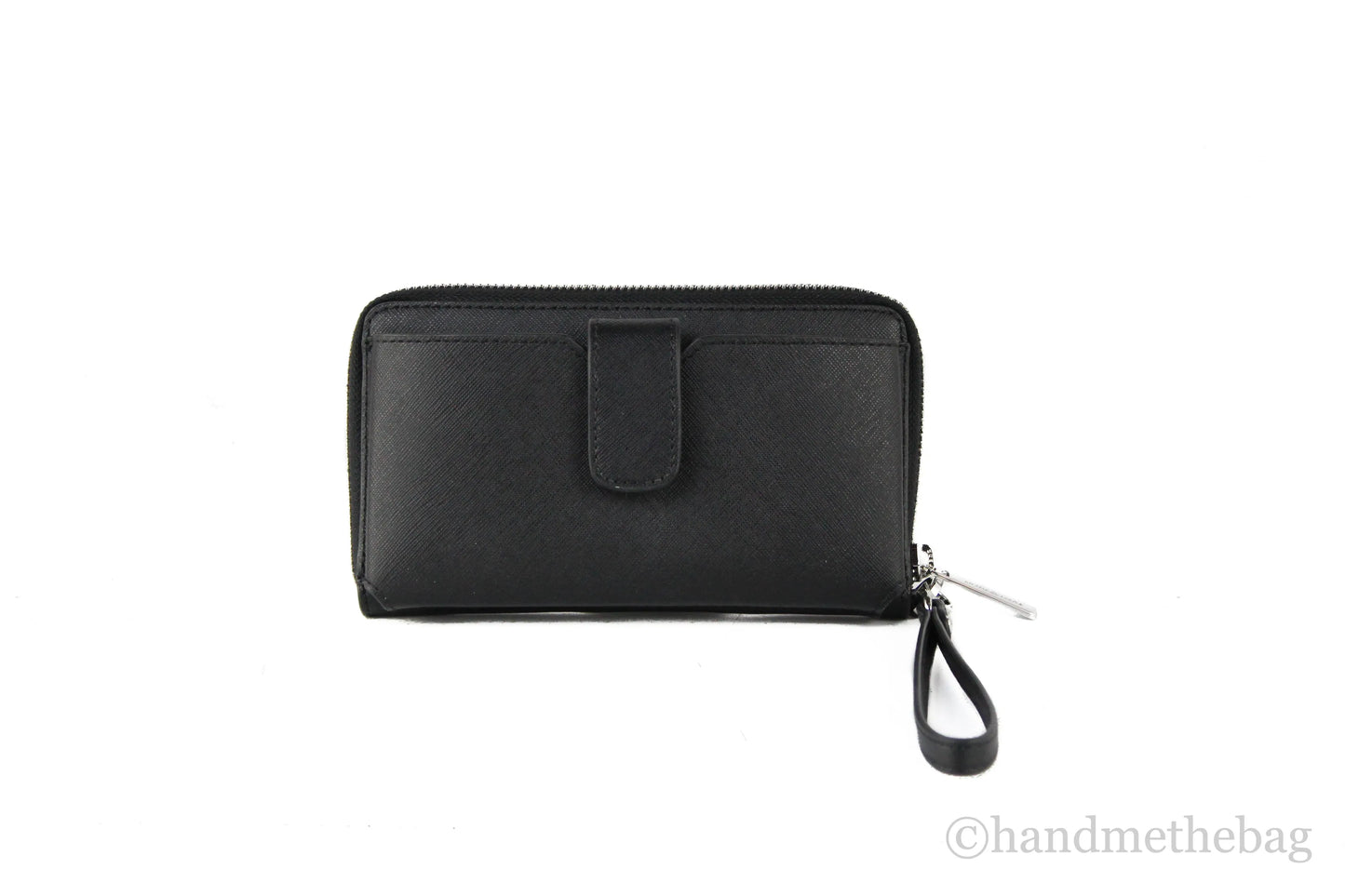 Michael Kors Jet Set Solid Silver Zip Around Phone Holder Wrist Wallet