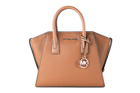 Michael Kors Avril Luggage Pebbled Leather Top Zip Satchel Crossbody Convertible Bag