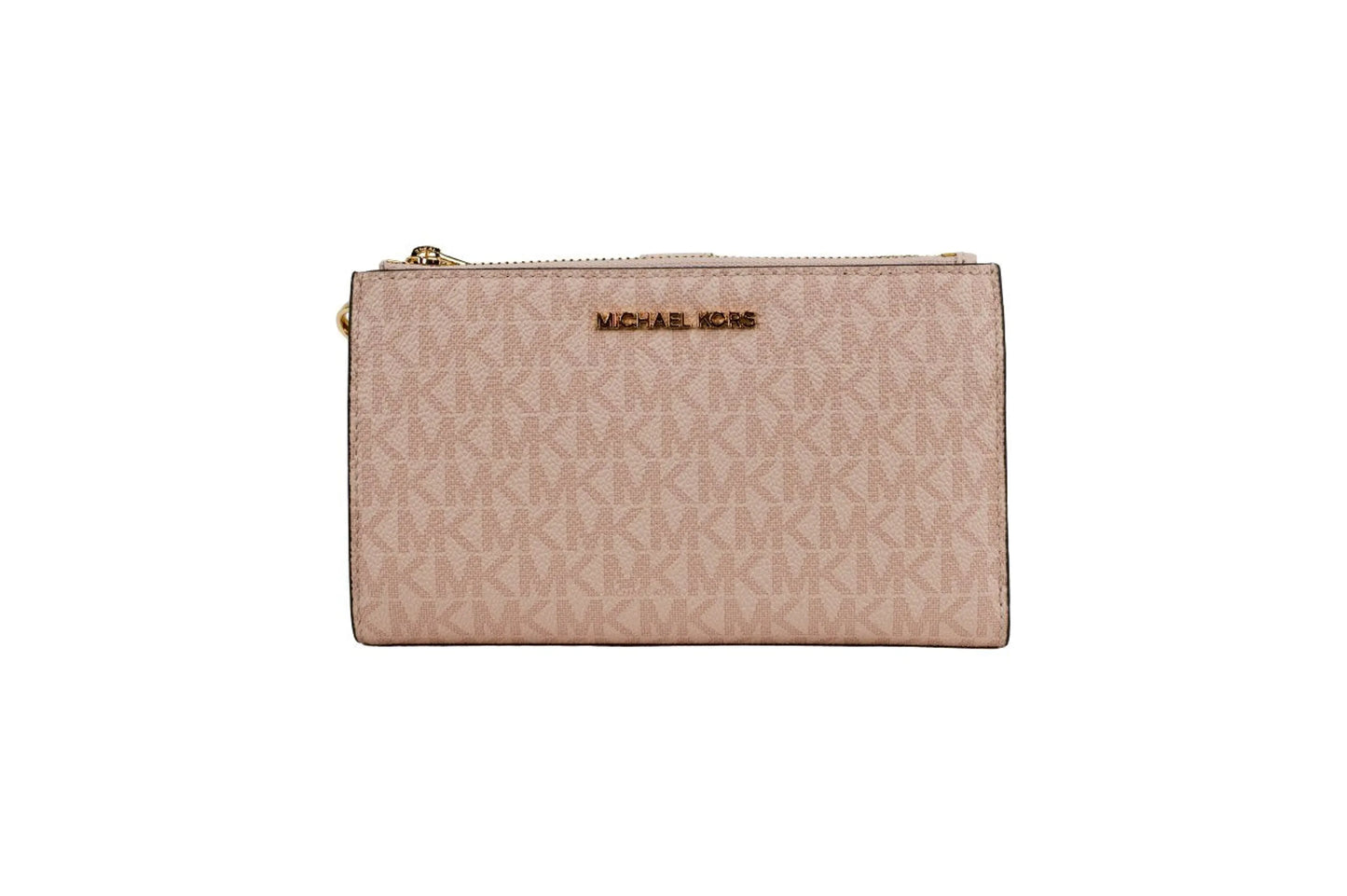 Michael Kors Jet Set Travel Dark Powder Blush PVC Double Zip Wrist Wallet