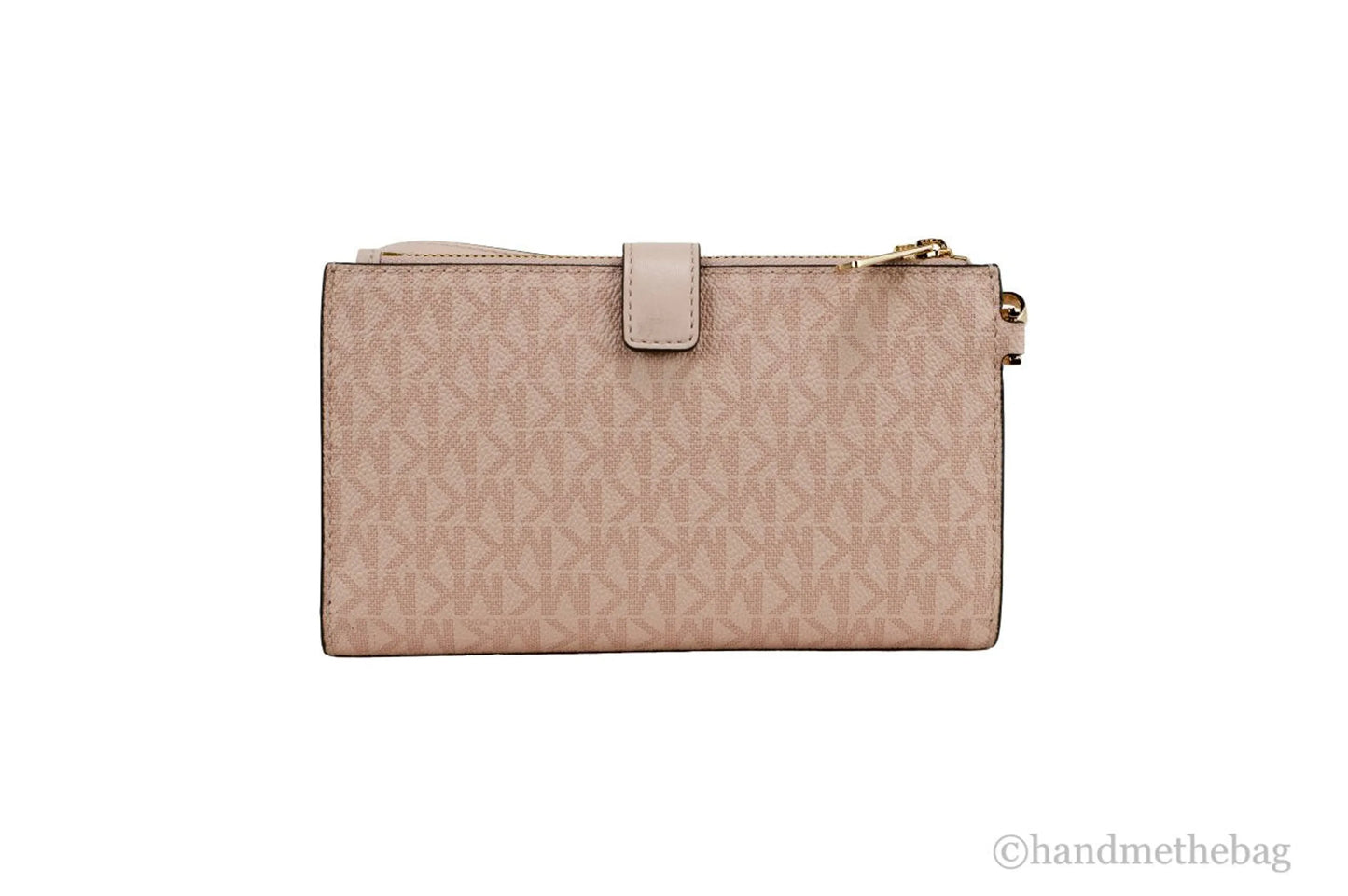 Michael Kors Jet Set Travel Dark Powder Blush PVC Double Zip Wrist Wallet