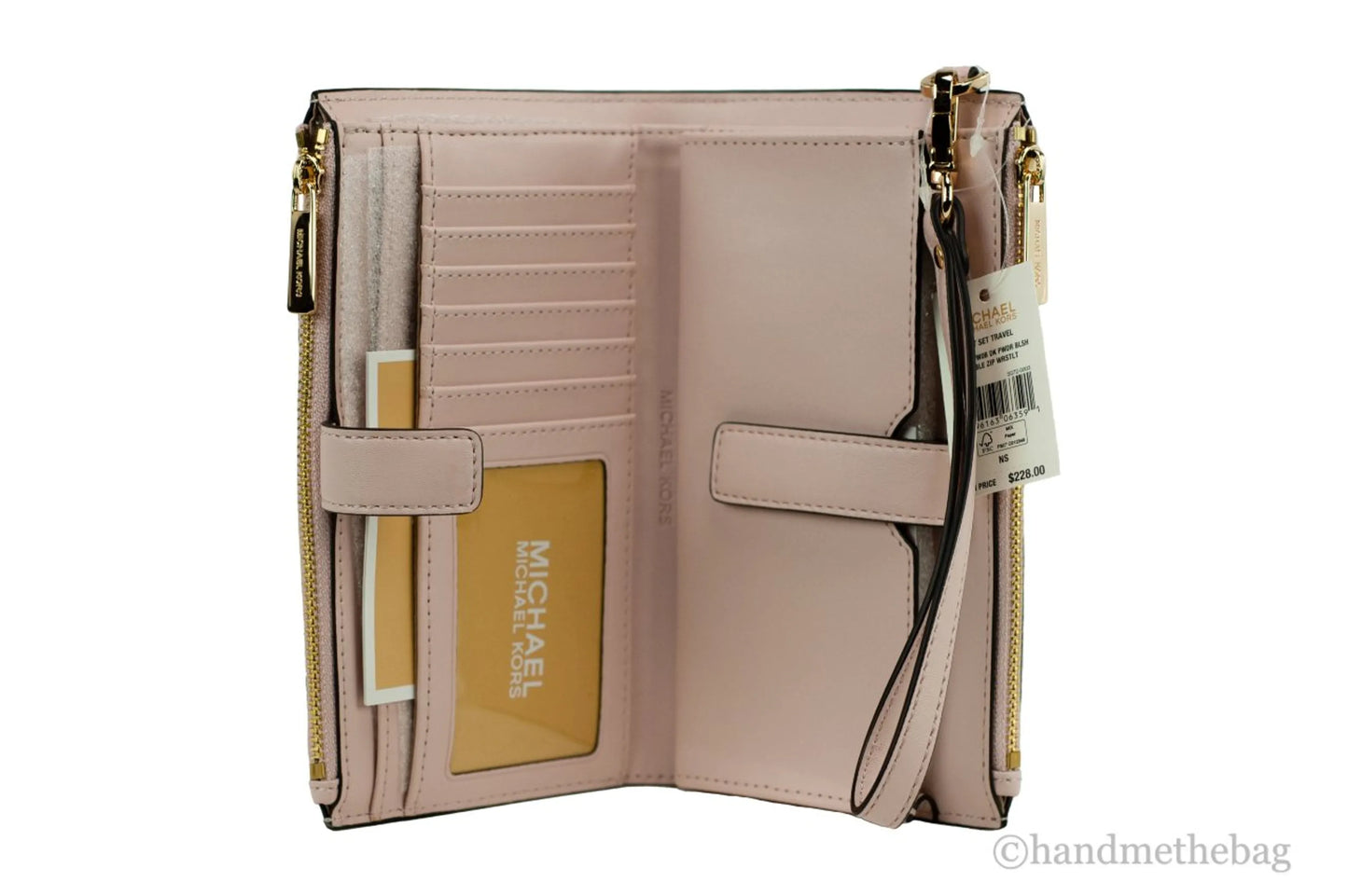 Michael Kors Jet Set Travel Dark Powder Blush PVC Double Zip Wrist Wallet