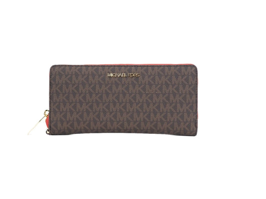 Michael Kors Jet Set Travel Brown Signature Flame Continental Wrist Wallet
