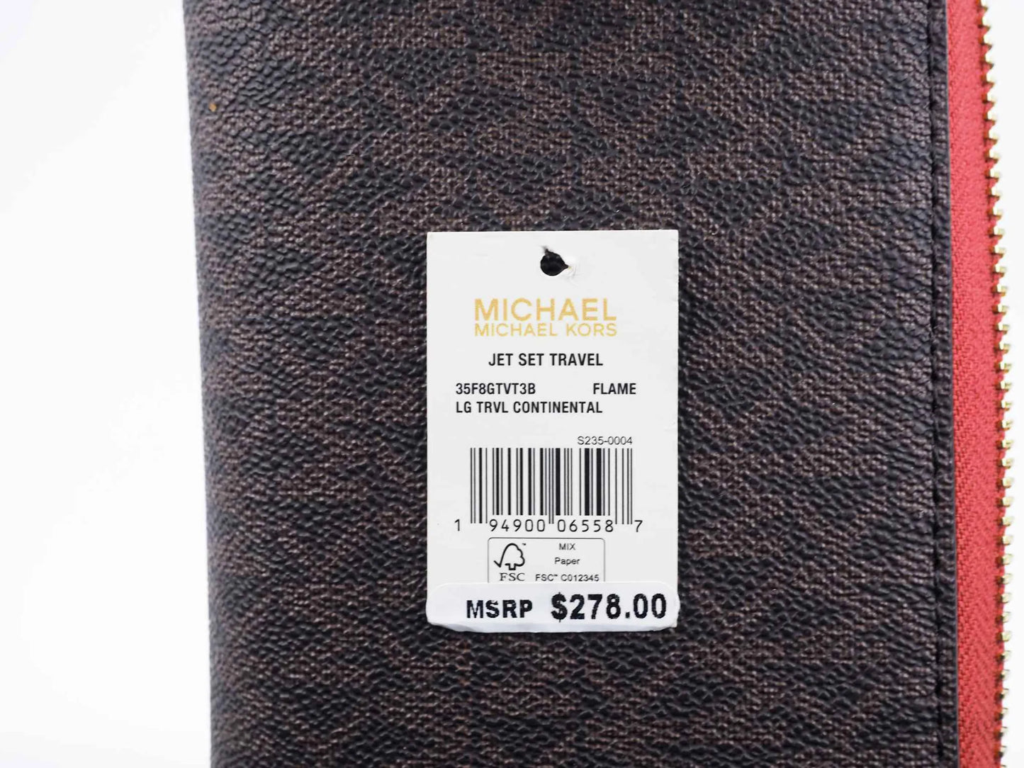 Michael Kors Jet Set Travel Brown Signature Flame Continental Wrist Wallet