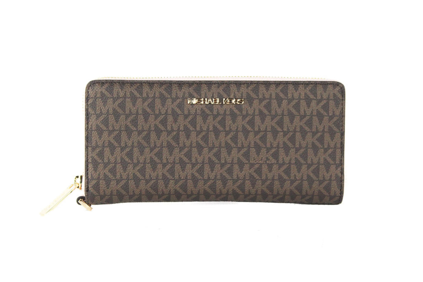 Michael Kors Jet Set Travel Brown Signature Powder Blush Continental Wrist Wallet