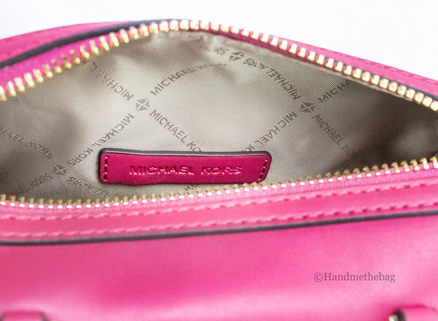 Michael Kors Travel XS Carmine Pink Leather Duffle Crossbody Bag