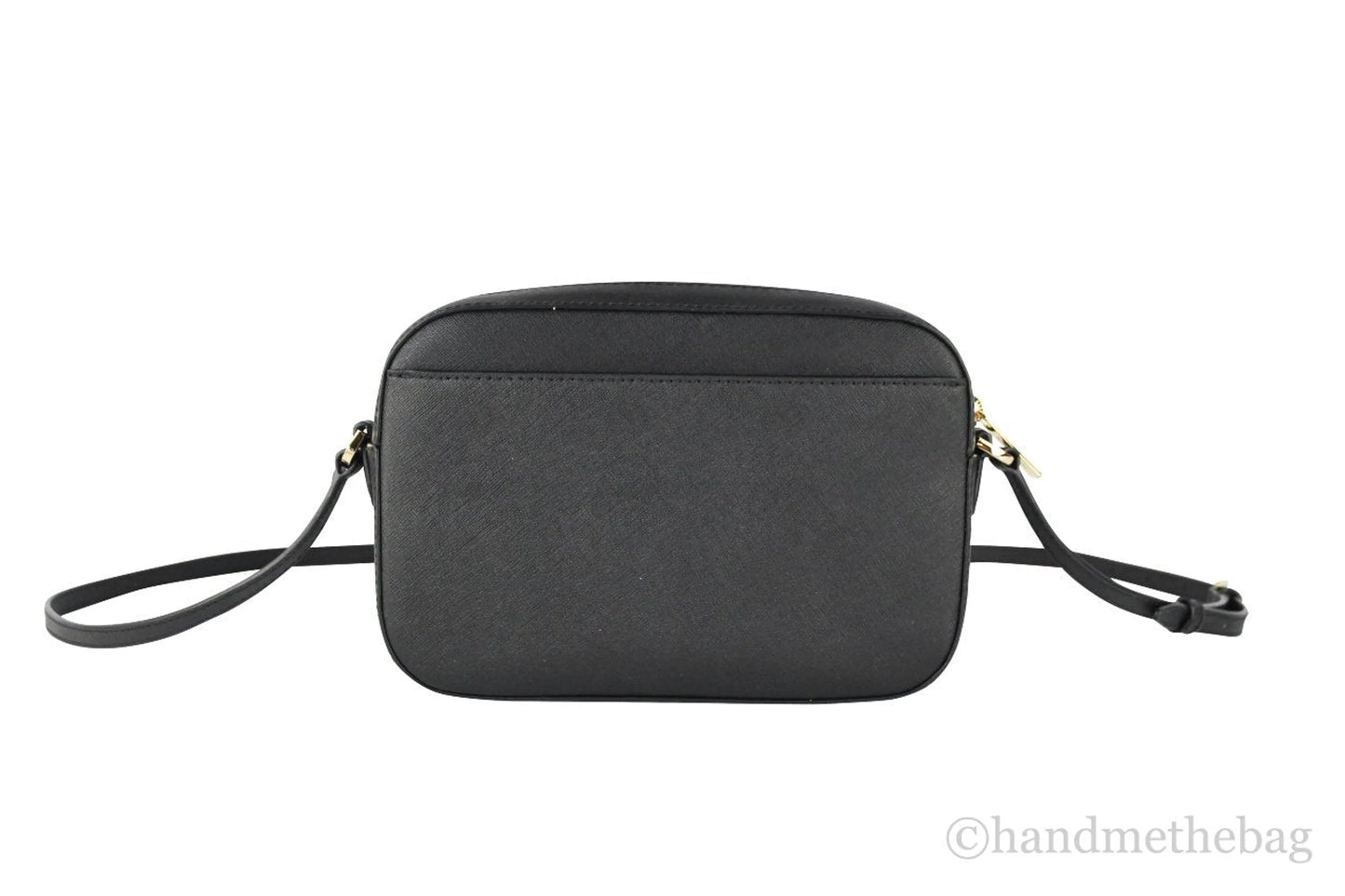 Michael Kors Jet Set East West Black Gold Saffiano Zip Chain Crossbody Handbag