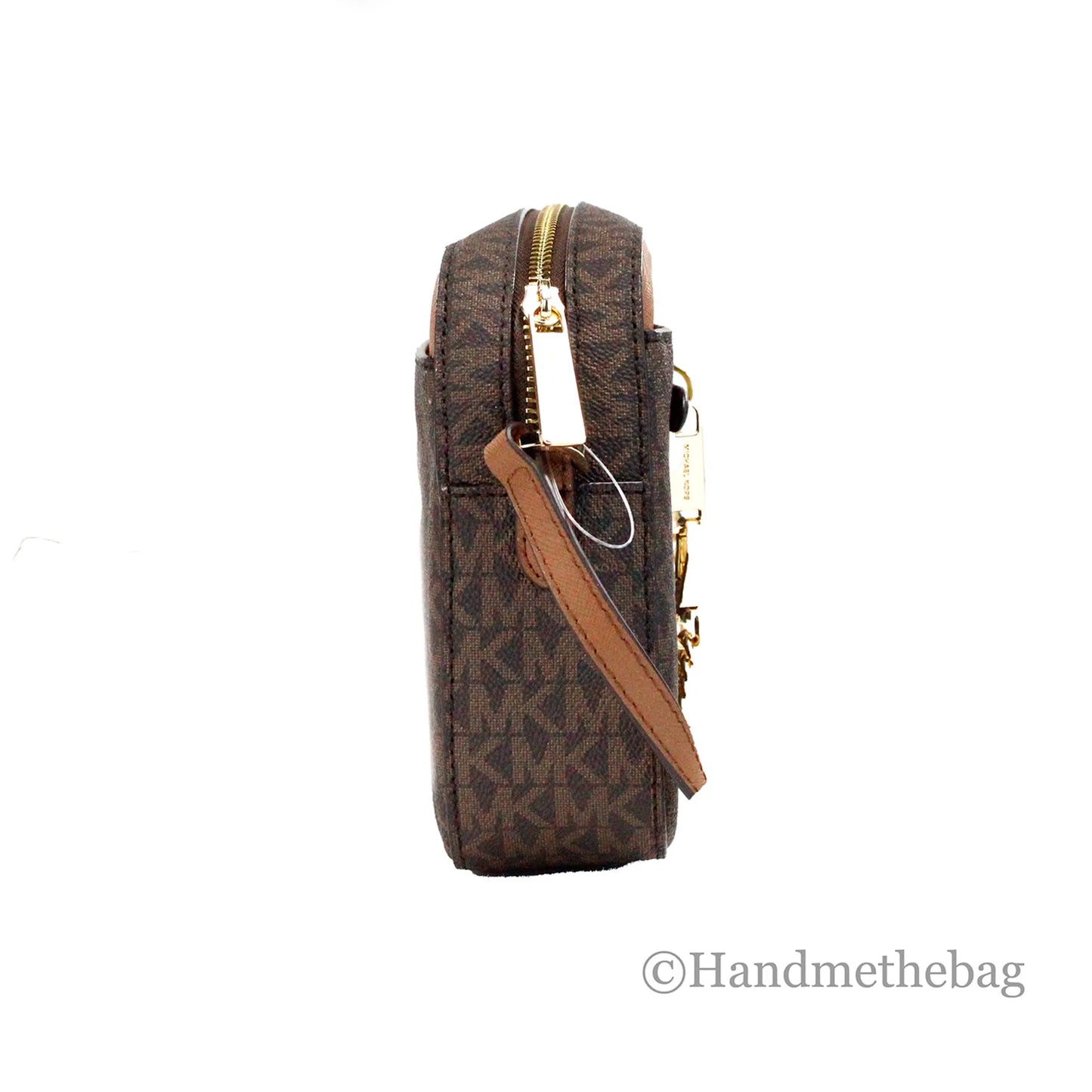Michael Kors Jet Set EW Brown PVC Zip Chain Crossbody