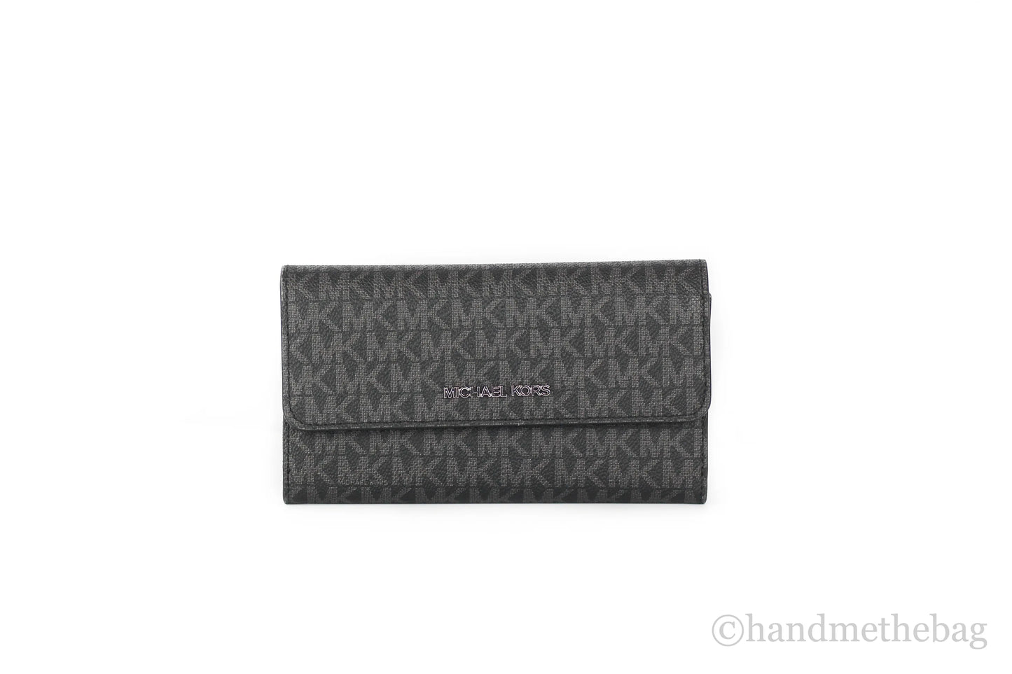 Michael Kors Jet Set Travel Black Logo Trifold Wallet