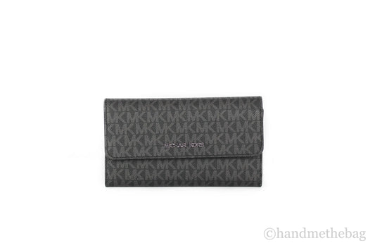Michael Kors Jet Set Travel Black Logo Trifold Wallet