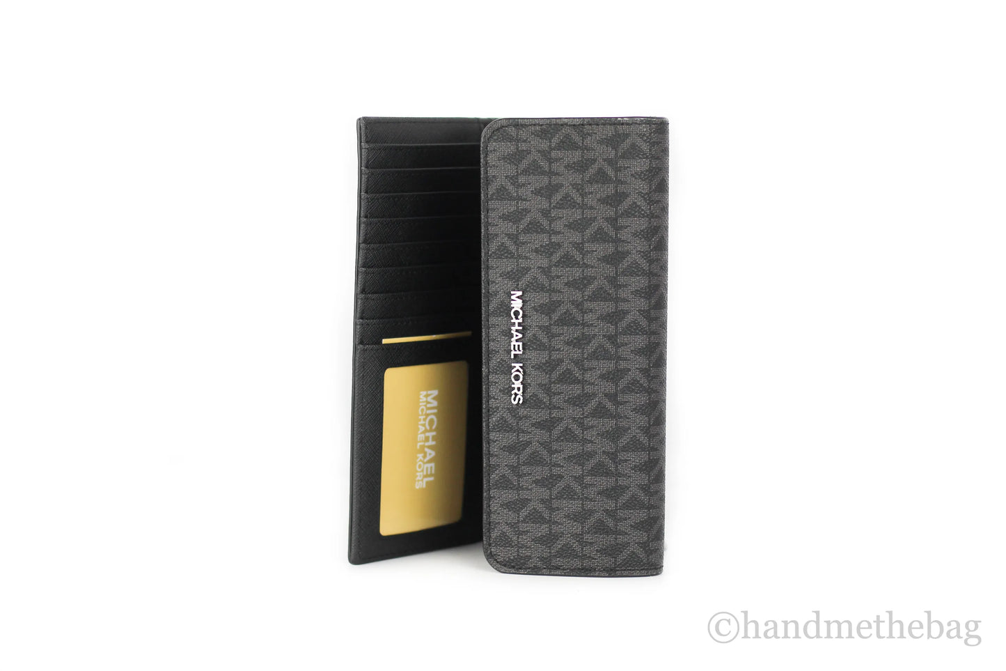 Michael Kors Jet Set Travel Black Logo Trifold Wallet
