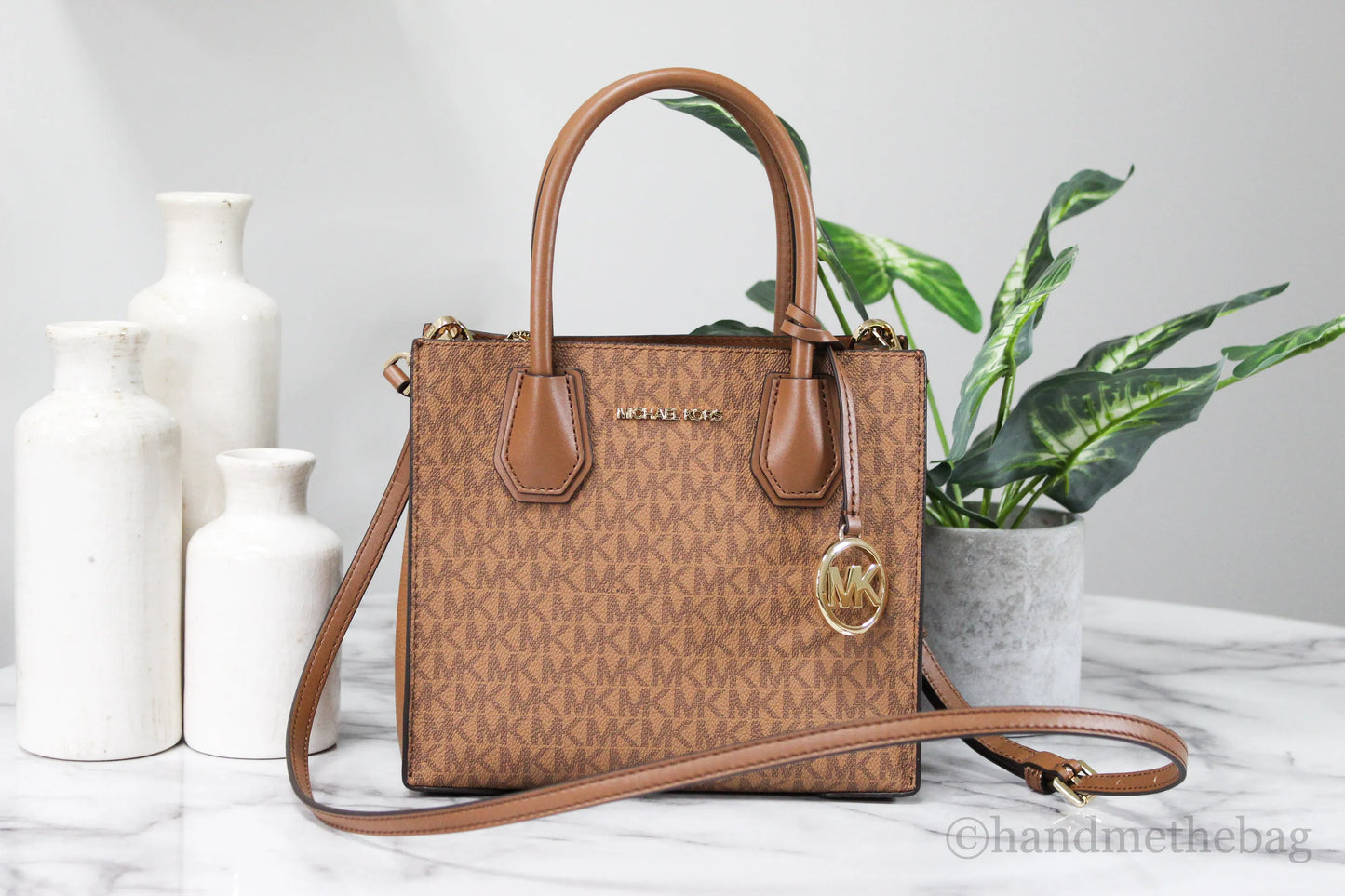 Michael Kors Mercer Luggage Multi Leather Messenger Crossbody Handbag