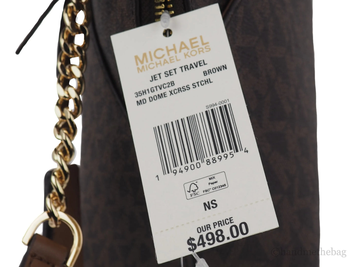 Michael Kors Jet Set Travel Brown Signature PVC Dome X Cross Satchel Bag