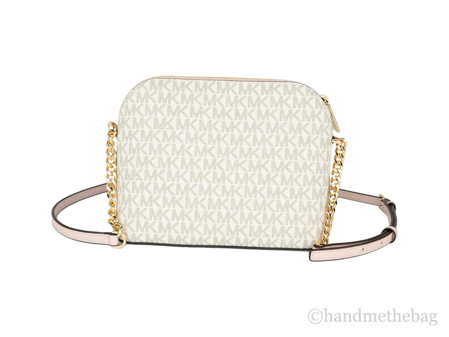 Michael Kors Jet Set X Cross Dome Vanilla/Powder Blush PVC Crossbody Bag