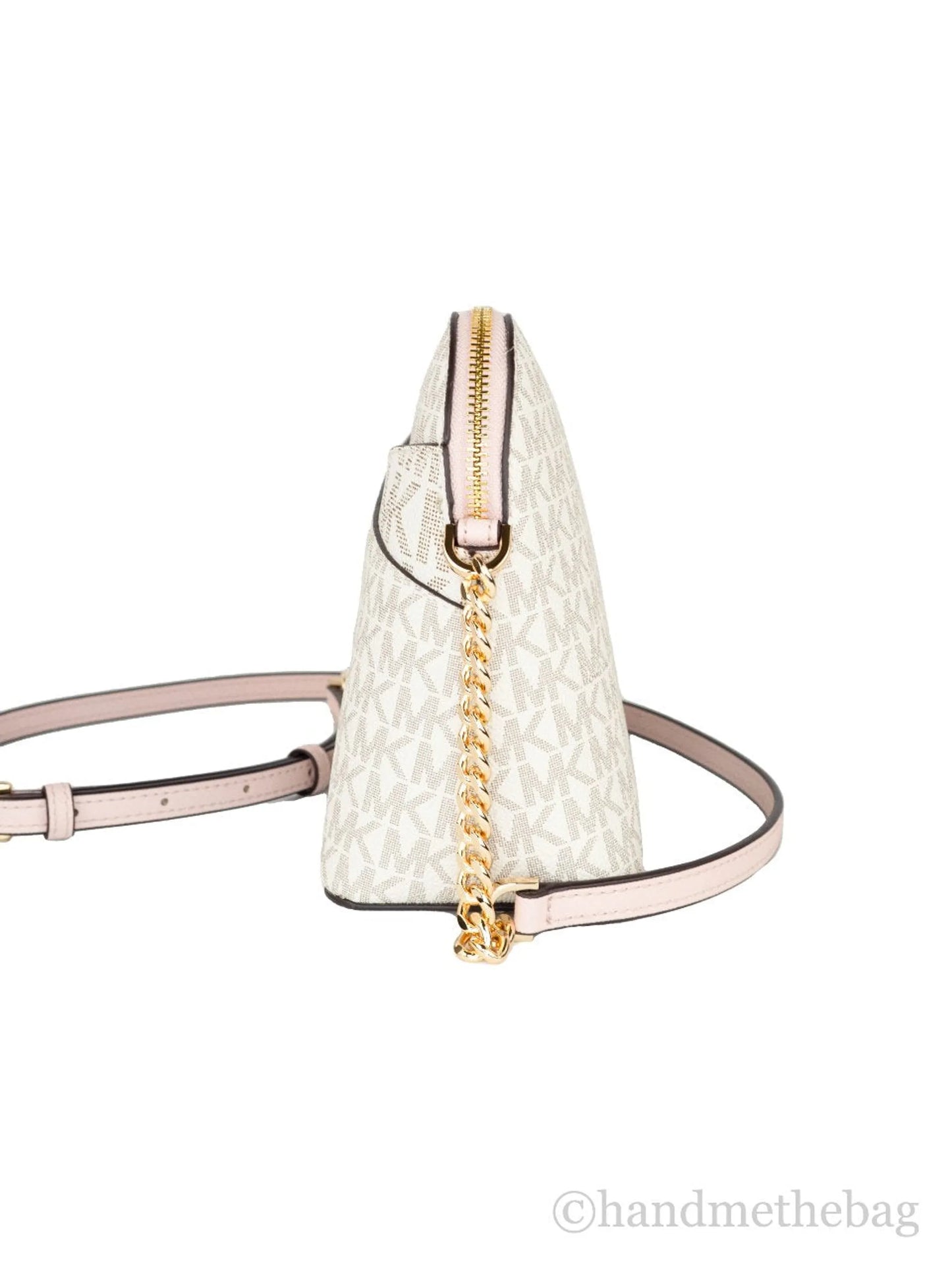 Michael Kors Jet Set X Cross Dome Vanilla/Powder Blush PVC Crossbody Bag