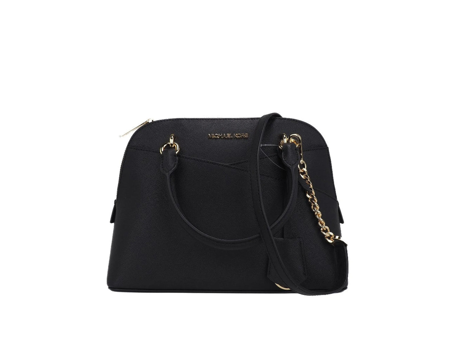 Michael Kors Jet Set Travel Black Saffiano Dome X Cross Convertible Satchel Handbag