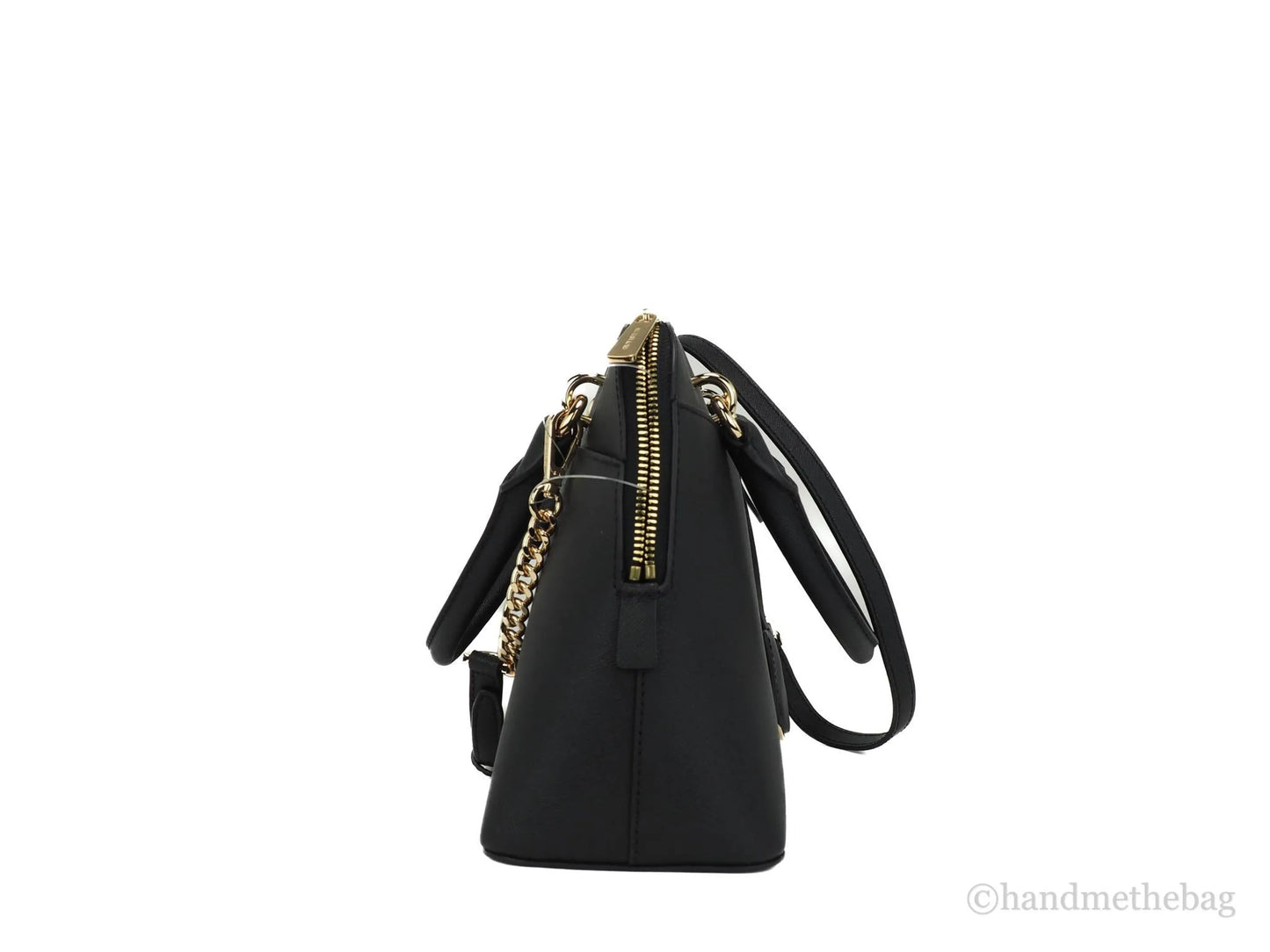 Michael Kors Jet Set Travel Black Saffiano Dome X Cross Convertible Satchel Handbag