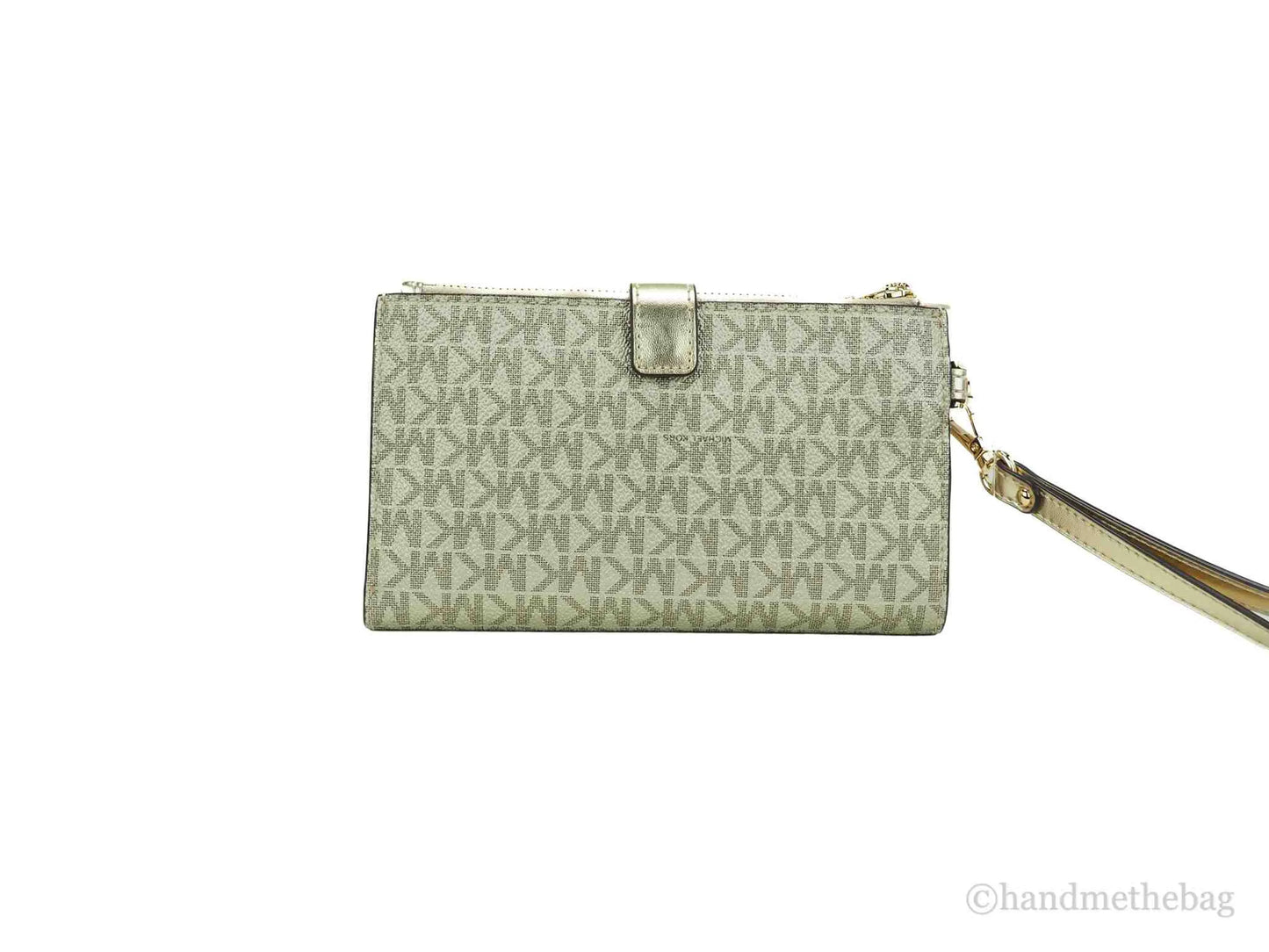Michael Kors Jet Set Travel Pale Gold PVC Leather Double Zip Wrist Wallet