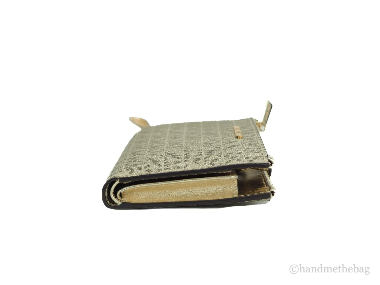 Michael Kors Jet Set Travel Pale Gold PVC Leather Double Zip Wrist Wallet