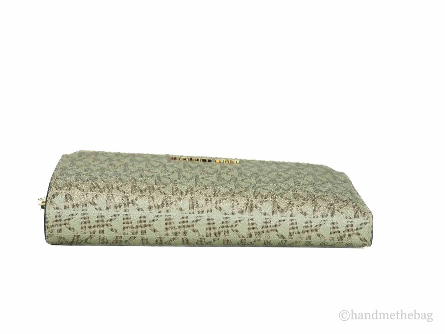 Michael Kors Jet Set Travel Pale Gold PVC Leather Double Zip Wrist Wallet