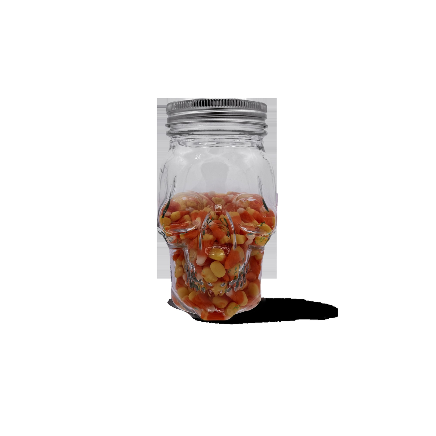 Skull Mason Jar with Lid, 4-Piece Set (2 skull Mason Jars & 2 Lids) 16oz, Clear-1