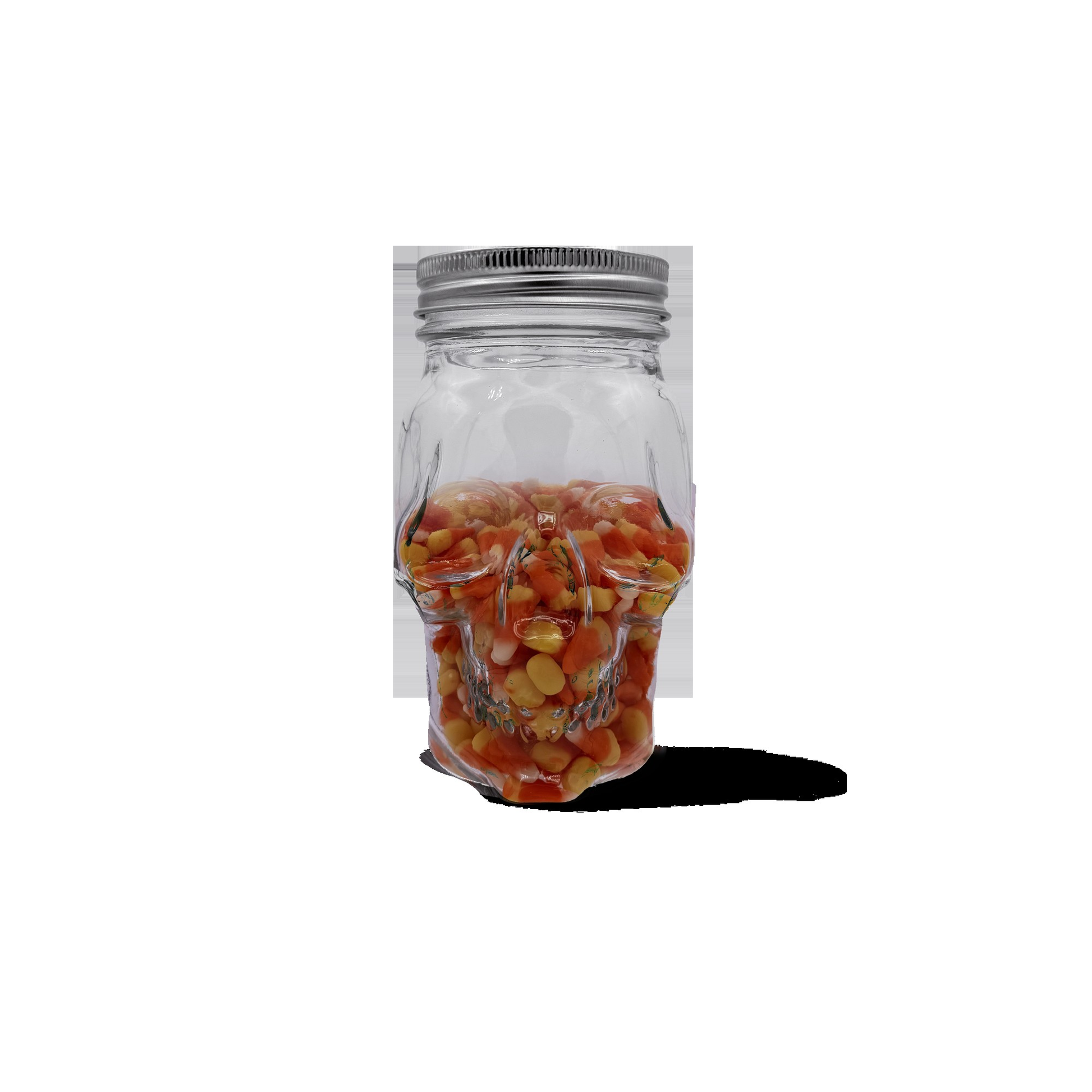 Skull Mason Jar with Lid, 4-Piece Set (2 skull Mason Jars & 2 Lids) 16oz, Clear-1