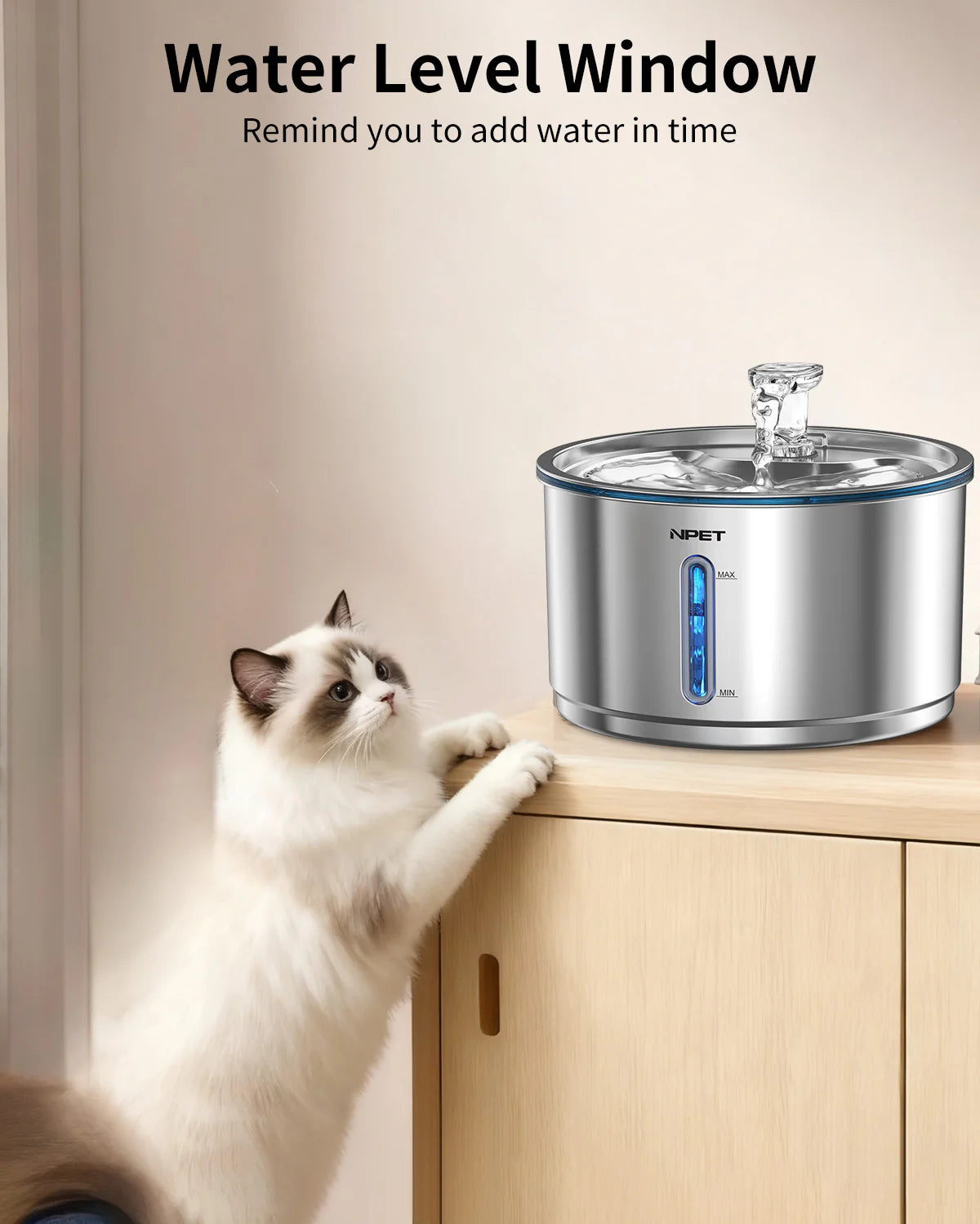 NPET 1Gallon Stainless Steel Cat Water Fountain Automatic WF210plus 76