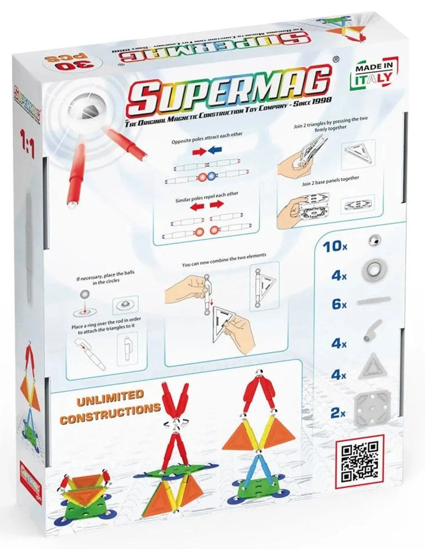 Tinamiri Supermag - Multicolor 30 - Magnetic Building Set, 1000 Piece Jigsaw Puzzle