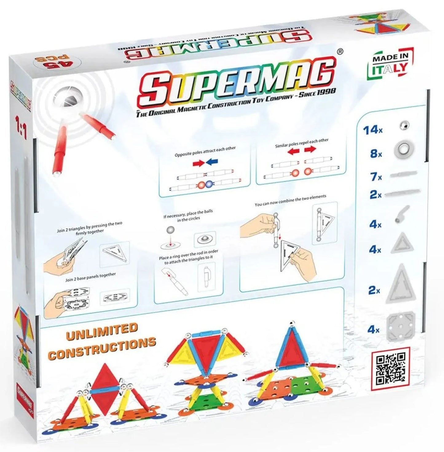 Tinamiri Supermag - Multicolor 45 - Magnetic Building Set, 1000 Piece Jigsaw Puzzle
