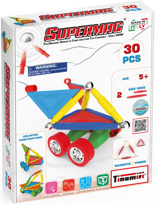 Tinamiri Supermag - Wheels 30 - Magnetic Building Set, 1000 Piece Jigsaw Puzzle