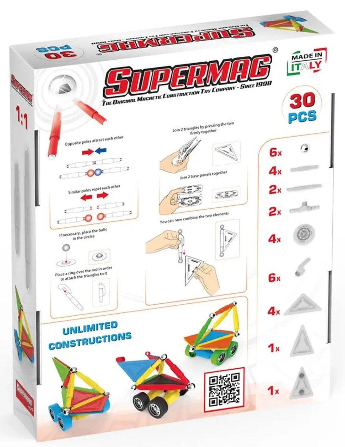Tinamiri Supermag - Wheels 30 - Magnetic Building Set, 1000 Piece Jigsaw Puzzle