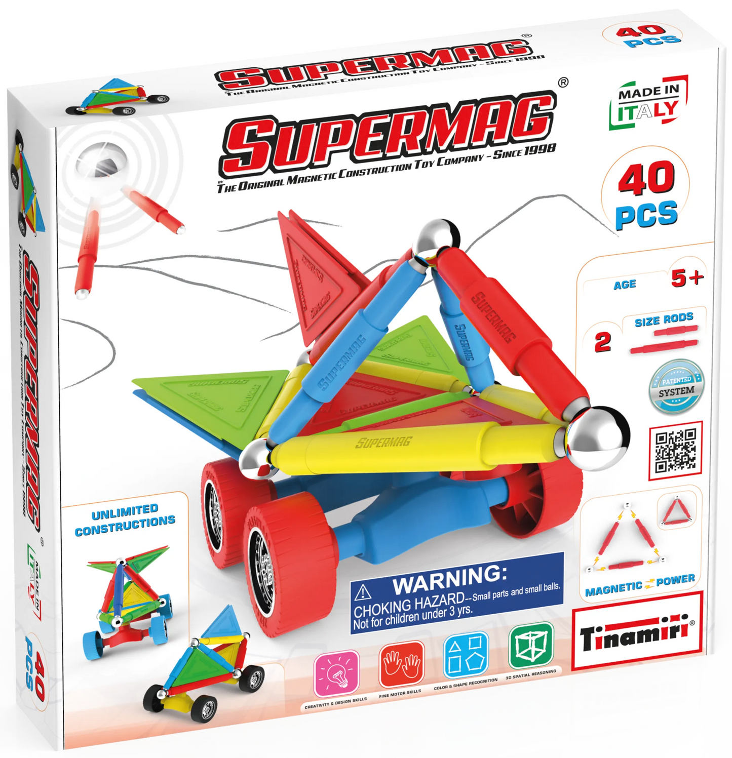 Tinamiri Supermag - Wheels 40 - Magnetic Building Set, 1000 Piece Jigsaw Puzzle