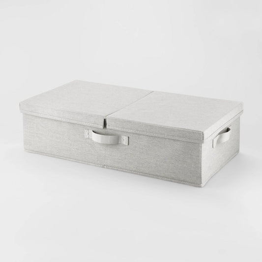 Brightroom Underbed Fabric Bin with Lid, Light Gray