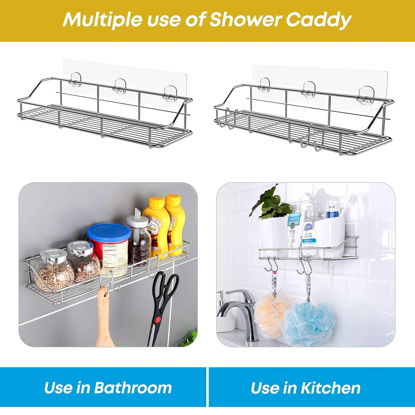 Adhesive Shower Caddy Shower Shelf Organizer for Bathroom