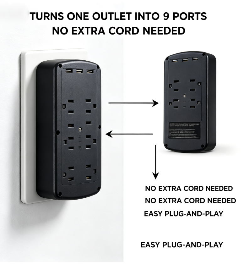 Wall Outlet Extender with USB BSS