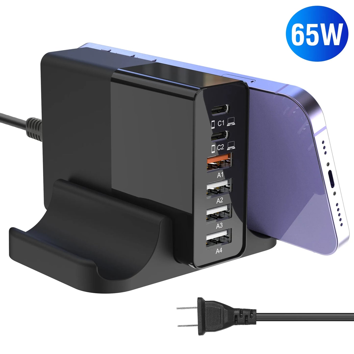 USB Fast Charger 65W 6-Port Fast Charging