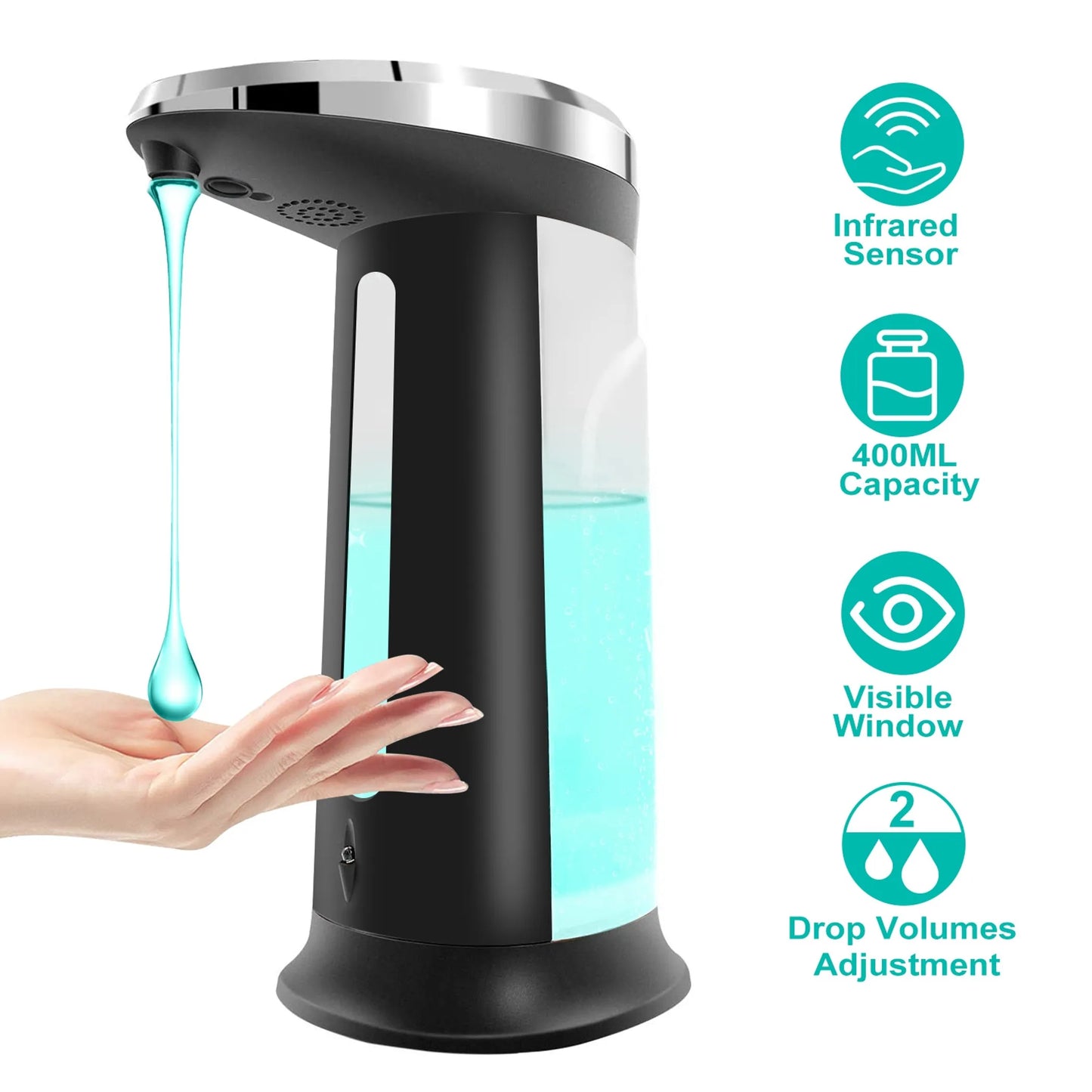 Automatic Soap Dispenser 400ML/16.9OZ Anti-slip Sensor
