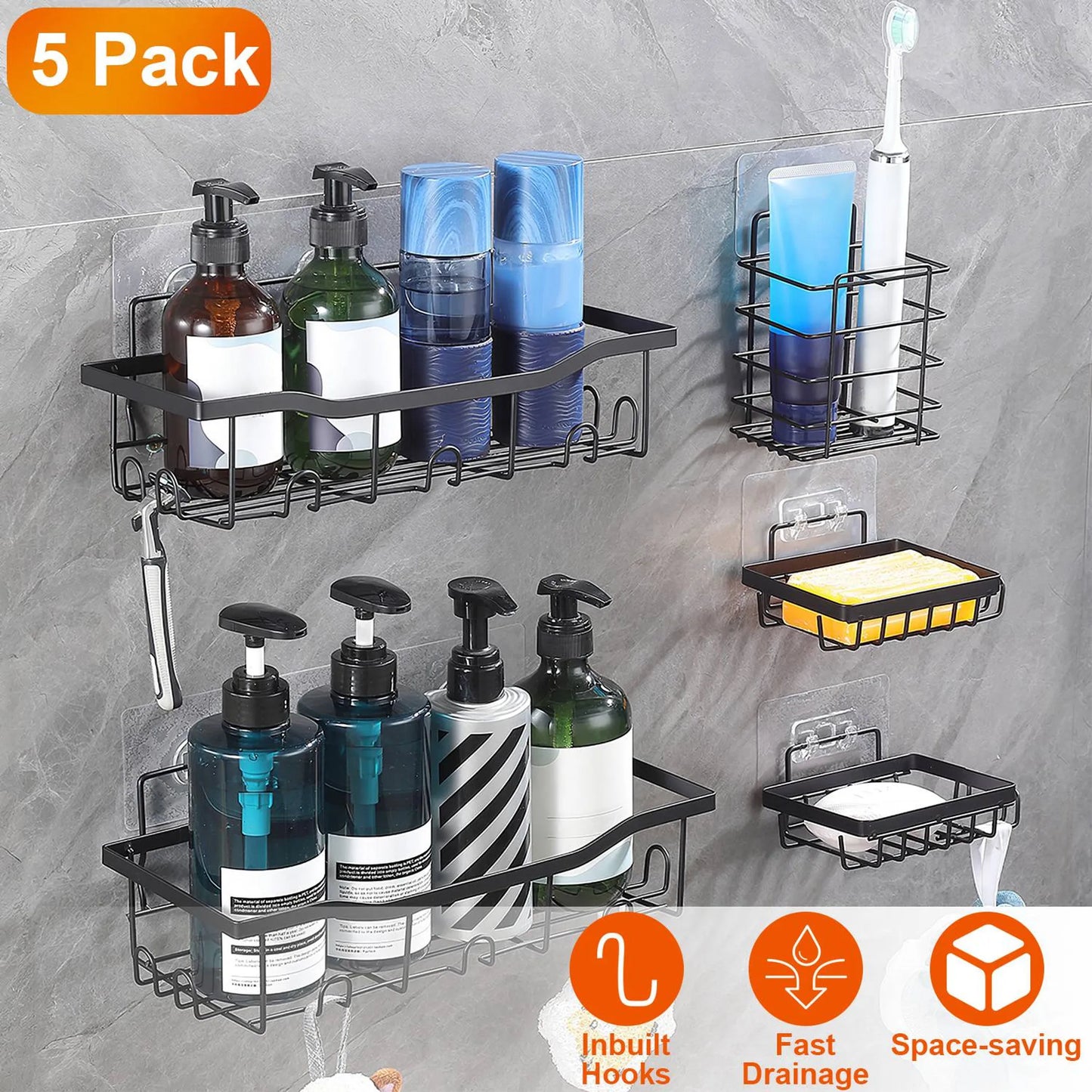 5 Pack Shower Caddy Shelves