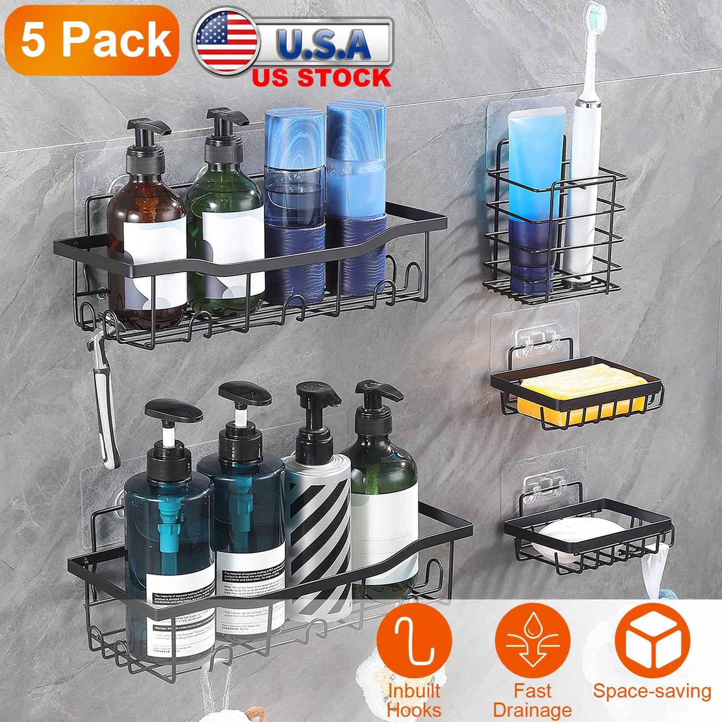 5 Pack Shower Caddy Shelves