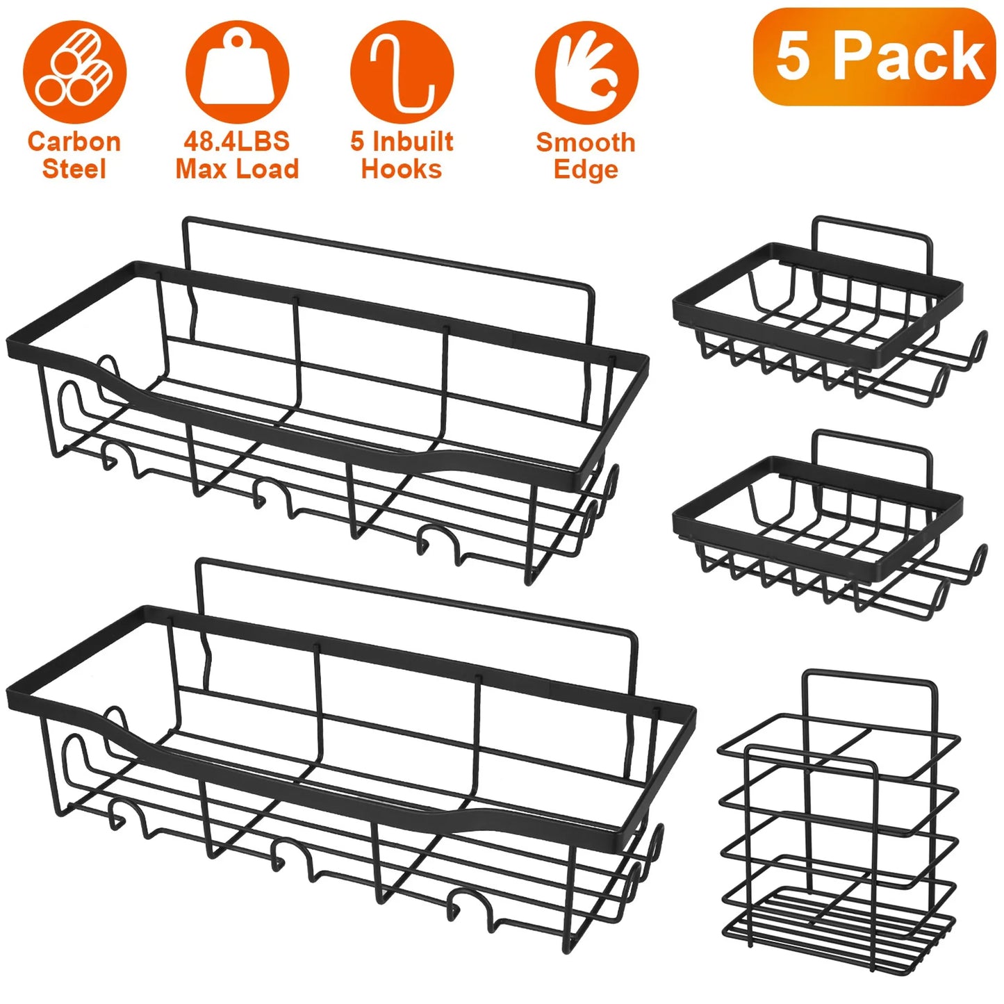 5 Pack Shower Caddy Shelves