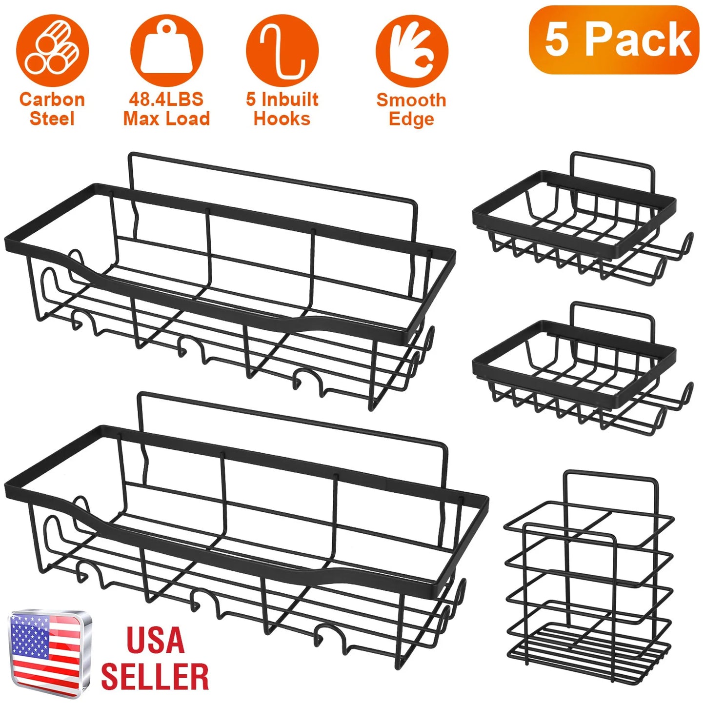 5 Pack Shower Caddy Shelves